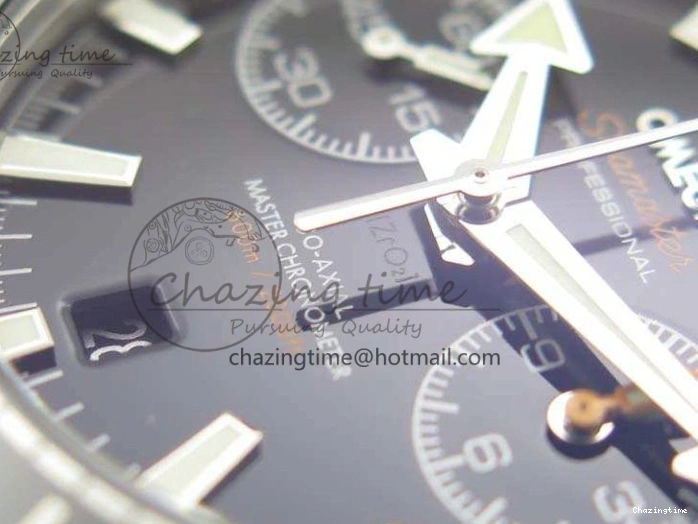 0513 Planet Ocean Master Chrono SS OM 1:1 Best Edition Black Dial On SS Bracelet A9900 V Fashionable 8113